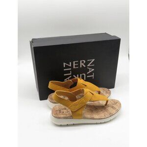 Naturalizer Womens Yellow Sandal Adjustable Strap Cork Footbed Size 4.5 NEW